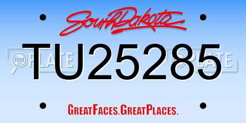 TU25285 South Dakota License Plate
