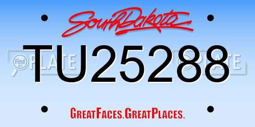 TU25288 South Dakota License Plate