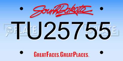 TU25755 South Dakota License Plate