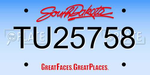 TU25758 South Dakota License Plate