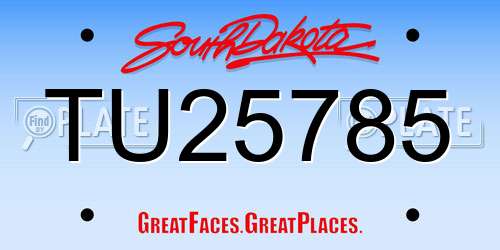 TU25785 South Dakota License Plate