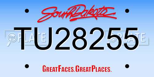 TU28255 South Dakota License Plate