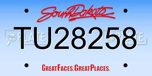 TU28258 South Dakota License Plate