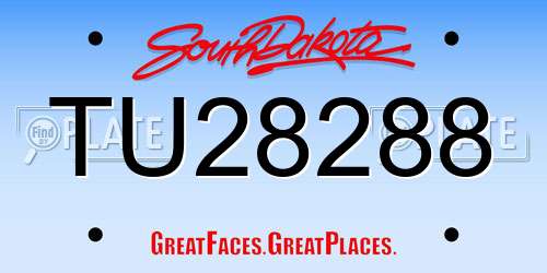 TU28288 South Dakota License Plate