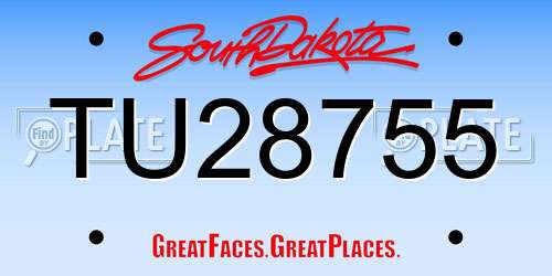 TU28755 South Dakota License Plate
