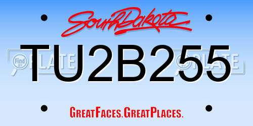 TU2B255 South Dakota License Plate