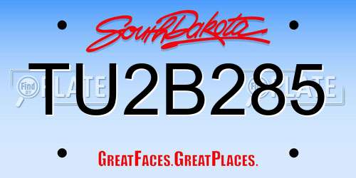 TU2B285 South Dakota License Plate