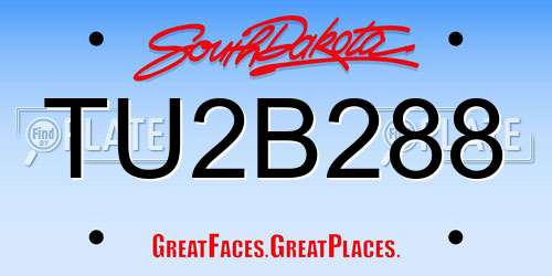 TU2B288 South Dakota License Plate