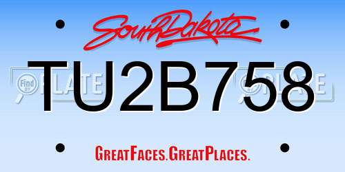 TU2B758 South Dakota License Plate