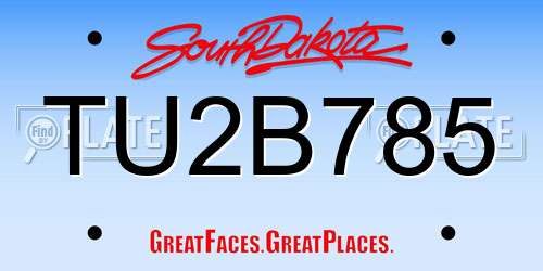 TU2B785 South Dakota License Plate