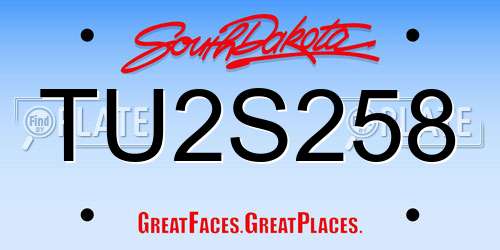TU2S258 South Dakota License Plate