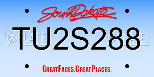 TU2S288 South Dakota License Plate