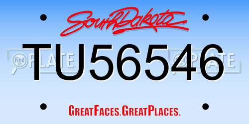TU56546 South Dakota License Plate