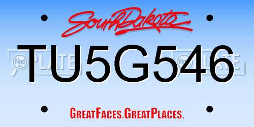 TU5G546 South Dakota License Plate