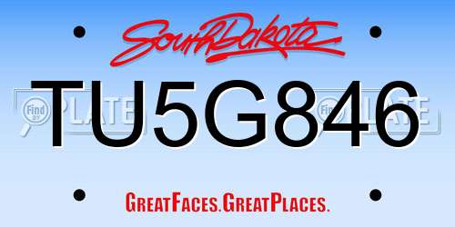 TU5G846 South Dakota License Plate