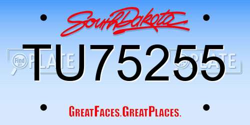 TU75255 South Dakota License Plate