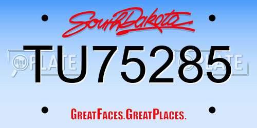TU75285 South Dakota License Plate