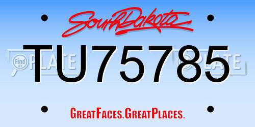 TU75785 South Dakota License Plate