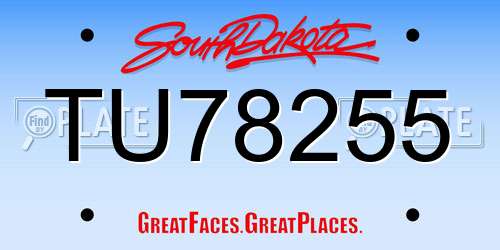 TU78255 South Dakota License Plate