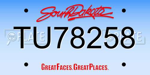 TU78258 South Dakota License Plate