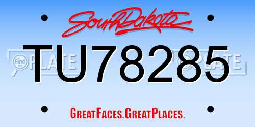 TU78285 South Dakota License Plate
