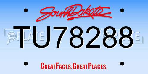 TU78288 South Dakota License Plate