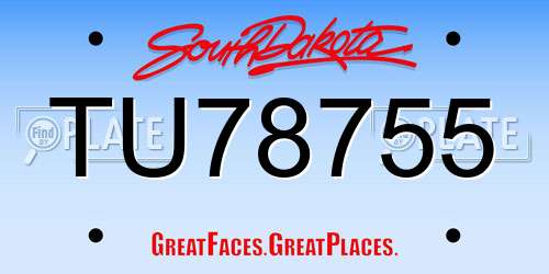 TU78755 South Dakota License Plate
