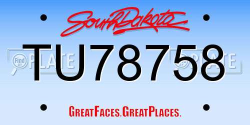 TU78758 South Dakota License Plate