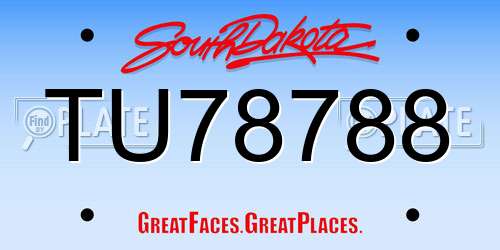 TU78788 South Dakota License Plate