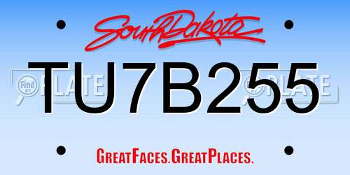TU7B255 South Dakota License Plate