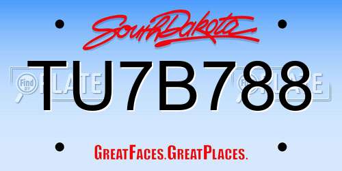 TU7B788 South Dakota License Plate