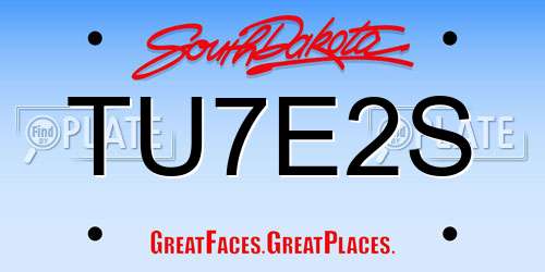 TU7E2S South Dakota License Plate