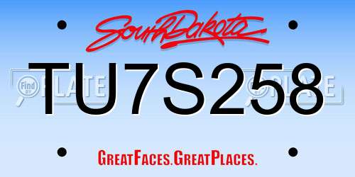 TU7S258 South Dakota License Plate
