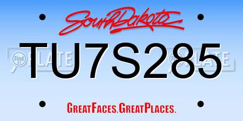 TU7S285 South Dakota License Plate