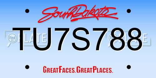 TU7S788 South Dakota License Plate