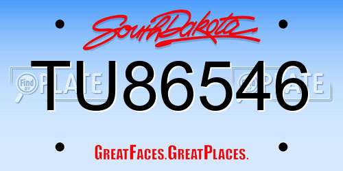 TU86546 South Dakota License Plate