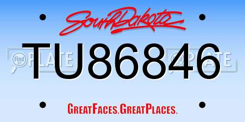 TU86846 South Dakota License Plate