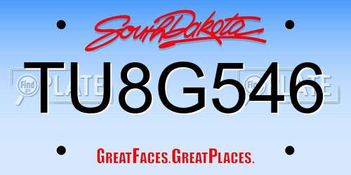TU8G546 South Dakota License Plate