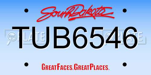 TUB6546 South Dakota License Plate