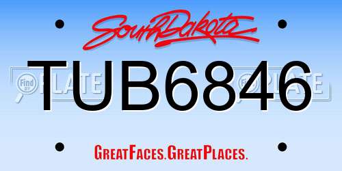 TUB6846 South Dakota License Plate