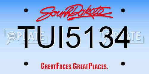 TUI5134 South Dakota License Plate