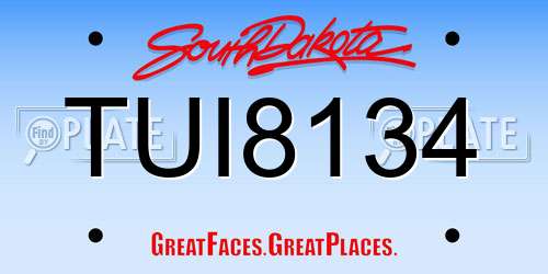 TUI8134 South Dakota License Plate