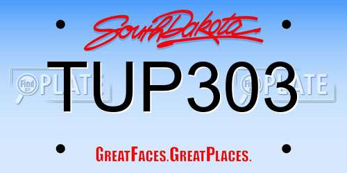 TUP303 South Dakota License Plate