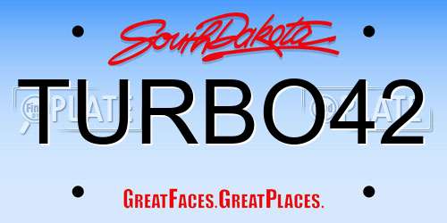 TURBO42 South Dakota License Plate