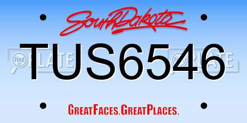 TUS6546 South Dakota License Plate