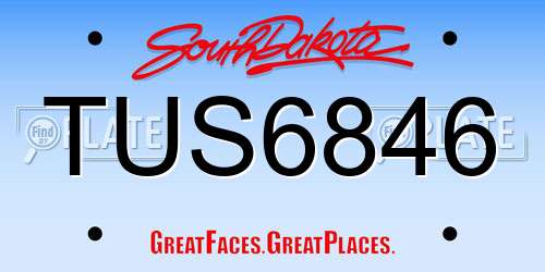 TUS6846 South Dakota License Plate