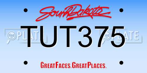TUT375 South Dakota License Plate