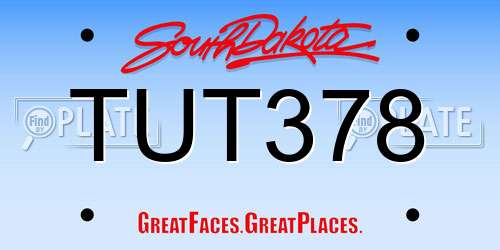TUT378 South Dakota License Plate
