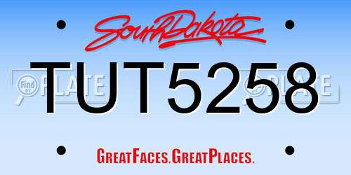 TUT5258 South Dakota License Plate
