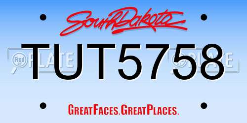 TUT5758 South Dakota License Plate